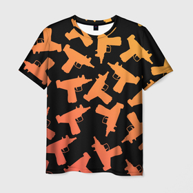 Мужская футболка 3D с принтом Узи в Петрозаводске, 100% полиэфир | прямой крой, круглый вырез горловины, длина до линии бедер | градиент | минимализм | оружие | пистолет автомат | узи