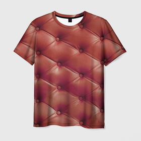 Мужская футболка 3D с принтом Диванчик в Белгороде, 100% полиэфир | прямой крой, круглый вырез горловины, длина до линии бедер | диванная обивка | кожа | обивка из кожи | текстура