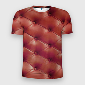 Мужская футболка 3D спортивная с принтом Диванчик в Белгороде, 100% полиэстер с улучшенными характеристиками | приталенный силуэт, круглая горловина, широкие плечи, сужается к линии бедра | диванная обивка | кожа | обивка из кожи | текстура