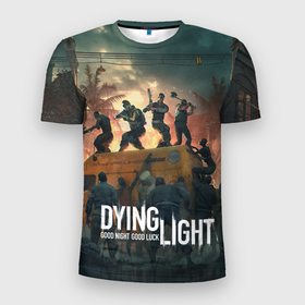 Мужская футболка 3D спортивная с принтом Dying Light в Курске, 100% полиэстер с улучшенными характеристиками | приталенный силуэт, круглая горловина, широкие плечи, сужается к линии бедра | Тематика изображения на принте: dying light | dying light 2 | game | games | zomby | апокалипсис | даинг лайт | два | дуинг лайт | зомби | зомби апокалипсис | игра | игры