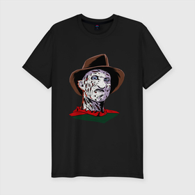 Мужская футболка хлопок Slim с принтом Фредди Крюгер в Тюмени, 92% хлопок, 8% лайкра | приталенный силуэт, круглый вырез ворота, длина до линии бедра, короткий рукав | freddy krueger | horror | ужастики | ужасы