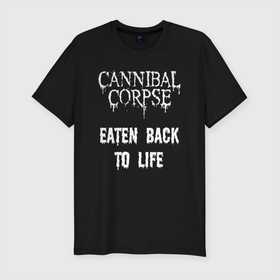 Мужская футболка хлопок Slim с принтом Cannibal Corpse | Eaten Back To Life (Z) , 92% хлопок, 8% лайкра | приталенный силуэт, круглый вырез ворота, длина до линии бедра, короткий рукав | cannibal | cannibal corpse | corpse | death metal | deathgrind | алекс уэбстер | брутальный дэт метал | дэт метал | дэтграйнд | пол мазуркевич | роб барретт | труп каннибала