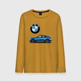 Мужской лонгслив хлопок с принтом BMW X6 в Курске, 100% хлопок |  | bmw | car | jeep | германия | машина | скорость