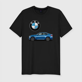 Мужская футболка хлопок Slim с принтом BMW X6 в Курске, 92% хлопок, 8% лайкра | приталенный силуэт, круглый вырез ворота, длина до линии бедра, короткий рукав | bmw | car | jeep | германия | машина | скорость
