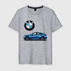 Мужская футболка хлопок с принтом BMW X6 , 100% хлопок | прямой крой, круглый вырез горловины, длина до линии бедер, слегка спущенное плечо. | bmw | car | jeep | германия | машина | скорость