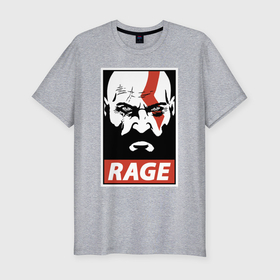 Мужская футболка хлопок Slim с принтом Rage Kratos в Белгороде, 92% хлопок, 8% лайкра | приталенный силуэт, круглый вырез ворота, длина до линии бедра, короткий рукав | gad of war | game | games | god of war | god of wor | атрей | атрэй | бог войны | игра | игры | кратос