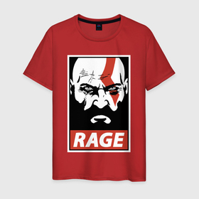 Мужская футболка хлопок с принтом Rage Kratos в Белгороде, 100% хлопок | прямой крой, круглый вырез горловины, длина до линии бедер, слегка спущенное плечо. | Тематика изображения на принте: gad of war | game | games | god of war | god of wor | атрей | атрэй | бог войны | игра | игры | кратос