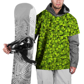 Накидка на куртку 3D с принтом Хмель , 100% полиэстер |  | Тематика изображения на принте: зелёный | листья | паттерн | растение | хмель | хмельной | шишки