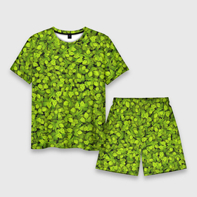 Мужской костюм с шортами 3D с принтом Хмель ,  |  | зелёный | листья | паттерн | растение | хмель | хмельной | шишки