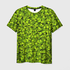 Мужская футболка 3D с принтом Хмель в Кировске, 100% полиэфир | прямой крой, круглый вырез горловины, длина до линии бедер | Тематика изображения на принте: зелёный | листья | паттерн | растение | хмель | хмельной | шишки
