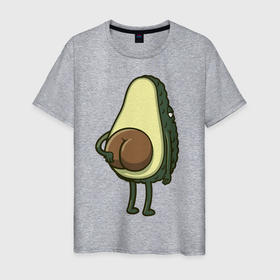 Мужская футболка хлопок с принтом Авокадо с попкой в Новосибирске, 100% хлопок | прямой крой, круглый вырез горловины, длина до линии бедер, слегка спущенное плечо. | 2d | avocado | авокадо | еда | овощи | рисунок | фрукты