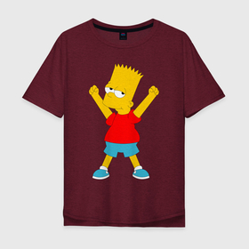 Мужская футболка хлопок Oversize с принтом Барт Симпсон в Кировске, 100% хлопок | свободный крой, круглый ворот, “спинка” длиннее передней части | bart simpson | simpsons | барт | барт симпсон | симпсоны
