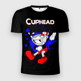Мужская футболка 3D Slim с принтом Cuphead в Санкт-Петербурге, 100% полиэстер с улучшенными характеристиками | приталенный силуэт, круглая горловина, широкие плечи, сужается к линии бедра | cup head | cuphead | run and gun | детям | капхед | капхэд | логотипы игр | персонажи игр | чашка