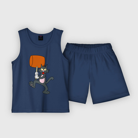 Детская пижама с шортами хлопок с принтом Щекотка и Царапка (Симпсоны) в Петрозаводске,  |  | котик | мышка | симпсоны | царапка | щекотка