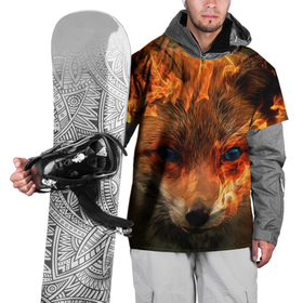 Накидка на куртку 3D с принтом Огненная лиса в Тюмени, 100% полиэстер |  | fox | foxy | животное | звери | лиса | лисенок | лисичка | милая | рыжая | фокс
