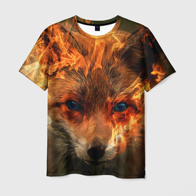 Мужская футболка 3D с принтом Огненная лиса в Белгороде, 100% полиэфир | прямой крой, круглый вырез горловины, длина до линии бедер | fox | foxy | животное | звери | лиса | лисенок | лисичка | милая | рыжая | фокс