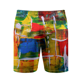 Мужские шорты спортивные с принтом КРАСКИ в Новосибирске,  |  | абстракция | краски | молодежное | неформальное | пестрое | цветное