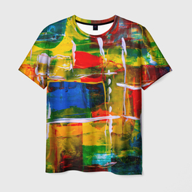 Мужская футболка 3D с принтом КРАСКИ в Кировске, 100% полиэфир | прямой крой, круглый вырез горловины, длина до линии бедер | абстракция | краски | молодежное | неформальное | пестрое | цветное