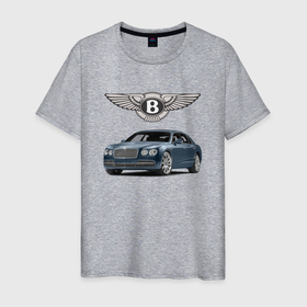 Мужская футболка хлопок с принтом BENTLEY в Петрозаводске, 100% хлопок | прямой крой, круглый вырез горловины, длина до линии бедер, слегка спущенное плечо. | bentley | car | англия | машина | скорость
