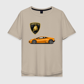 Мужская футболка хлопок Oversize с принтом LAMBORGHINI , 100% хлопок | свободный крой, круглый ворот, “спинка” длиннее передней части | car | lamborghini | sport | машина | скорость