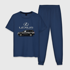 Мужская пижама хлопок с принтом LEXUS в Екатеринбурге, 100% хлопок | брюки и футболка прямого кроя, без карманов, на брюках мягкая резинка на поясе и по низу штанин
 | car | jeep | lexus | машина | скорость