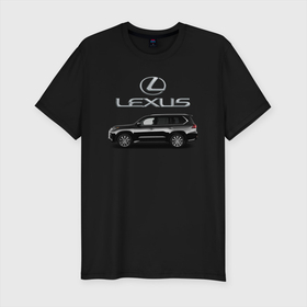 Мужская футболка хлопок Slim с принтом LEXUS , 92% хлопок, 8% лайкра | приталенный силуэт, круглый вырез ворота, длина до линии бедра, короткий рукав | car | jeep | lexus | машина | скорость