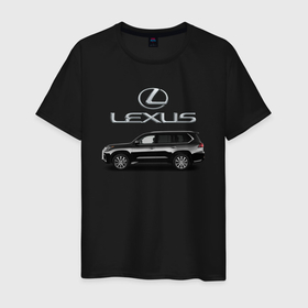 Мужская футболка хлопок с принтом LEXUS , 100% хлопок | прямой крой, круглый вырез горловины, длина до линии бедер, слегка спущенное плечо. | car | jeep | lexus | машина | скорость