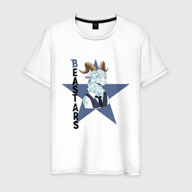 Мужская футболка хлопок с принтом Пина beastars в Белгороде, 100% хлопок | прямой крой, круглый вырез горловины, длина до линии бедер, слегка спущенное плечо. | animals | beastars | pina | выдающиеся | звери | зверолюди | пина