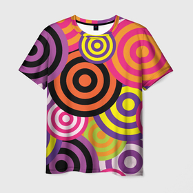 Мужская футболка 3D с принтом Аннотация разноцветных кругов в Кировске, 100% полиэфир | прямой крой, круглый вырез горловины, длина до линии бедер | абстрация | аннотация | иллюзии | круги | мишени | мишень | разноцветный