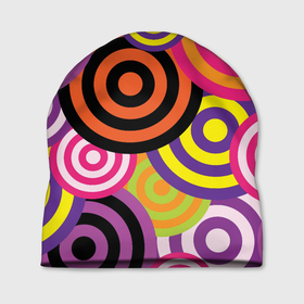Шапка 3D с принтом Аннотация разноцветных кругов в Санкт-Петербурге, 100% полиэстер | универсальный размер, печать по всей поверхности изделия | абстрация | аннотация | иллюзии | круги | мишени | мишень | разноцветный