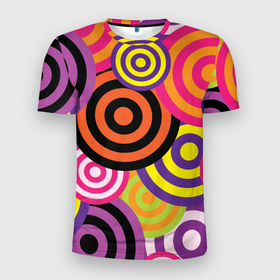 Мужская футболка 3D спортивная с принтом Аннотация разноцветных кругов в Кировске, 100% полиэстер с улучшенными характеристиками | приталенный силуэт, круглая горловина, широкие плечи, сужается к линии бедра | абстрация | аннотация | иллюзии | круги | мишени | мишень | разноцветный