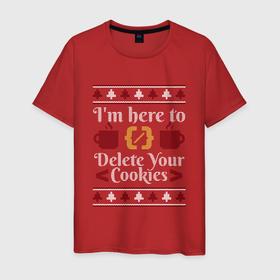 Мужская футболка хлопок с принтом Свитер Программиста в Новосибирске, 100% хлопок | прямой крой, круглый вырез горловины, длина до линии бедер, слегка спущенное плечо. | c++ | coder | coffee | delete cookies | java | php | plc | programmer | sysadmin | ugly sweater | work | вязанный свитер | для программиста | елочки | кодер | кофе | новый год | решение проблем | рождество | сисадмин | эффект свитера | ю