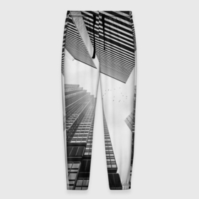 Мужские брюки 3D с принтом Минимализм в Новосибирске, 100% полиэстер | манжеты по низу, эластичный пояс регулируется шнурком, по бокам два кармана без застежек, внутренняя часть кармана из мелкой сетки | Тематика изображения на принте: архитектура | город | здания | минимализм | небо | фото | черно белое