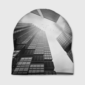 Шапка 3D с принтом Минимализм в Тюмени, 100% полиэстер | универсальный размер, печать по всей поверхности изделия | архитектура | город | здания | минимализм | небо | фото | черно белое