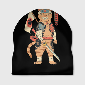 Шапка 3D с принтом Shogun Cat в Санкт-Петербурге, 100% полиэстер | универсальный размер, печать по всей поверхности изделия | Тематика изображения на принте: cat | cats | japan | ninja | samurai | shogun | yakuza | катана | кот | котенок | коты | котэ | котята | кошка | ниндзя | самурай | сёгун | якудза | япония
