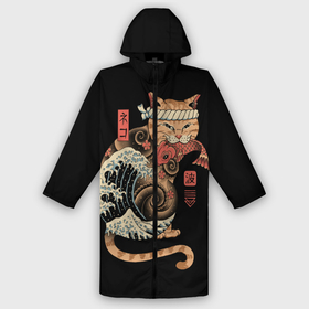 Дождевик унисекс 3D с принтом Cat Wave в городе Новоалтайск,  |  | cat | cats | japan | ninja | samurai | shogun | wave | yakuza | волна | катана | кот | котенок | коты | котэ | котята | кошка | ниндзя | самурай | сёгун | якудза | япония