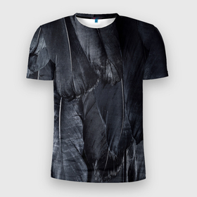 Мужская футболка 3D Slim с принтом ВОРОНА в Петрозаводске, 100% полиэстер с улучшенными характеристиками | приталенный силуэт, круглая горловина, широкие плечи, сужается к линии бедра | ворона | готика | мрачное | перья | хайп