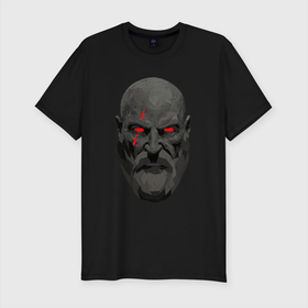 Мужская футболка хлопок Slim с принтом Kratos ART в Екатеринбурге, 92% хлопок, 8% лайкра | приталенный силуэт, круглый вырез ворота, длина до линии бедра, короткий рукав | gad of war | game | games | god of war | god of wor | атрей | атрэй | бог войны | игра | игры | кратос