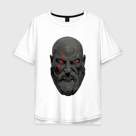 Мужская футболка хлопок Oversize с принтом Kratos ART в Тюмени, 100% хлопок | свободный крой, круглый ворот, “спинка” длиннее передней части | Тематика изображения на принте: gad of war | game | games | god of war | god of wor | атрей | атрэй | бог войны | игра | игры | кратос