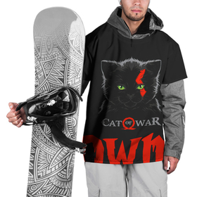 Накидка на куртку 3D с принтом Cat of war в Екатеринбурге, 100% полиэстер |  | cat | gad of war | game | games | god of war | god of wor | атрей | атрэй | бог войны | игра | игры | кот | котёнок | кошки | кратос