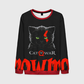 Мужской свитшот 3D с принтом Cat of war в Новосибирске, 100% полиэстер с мягким внутренним слоем | круглый вырез горловины, мягкая резинка на манжетах и поясе, свободная посадка по фигуре | cat | gad of war | game | games | god of war | god of wor | атрей | атрэй | бог войны | игра | игры | кот | котёнок | кошки | кратос