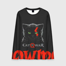 Мужской лонгслив 3D с принтом Cat of war в Белгороде, 100% полиэстер | длинные рукава, круглый вырез горловины, полуприлегающий силуэт | cat | gad of war | game | games | god of war | god of wor | атрей | атрэй | бог войны | игра | игры | кот | котёнок | кошки | кратос