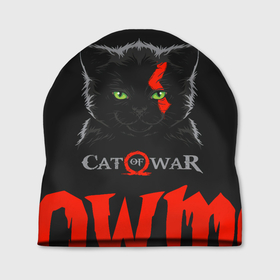 Шапка 3D с принтом Cat of war в Тюмени, 100% полиэстер | универсальный размер, печать по всей поверхности изделия | cat | gad of war | game | games | god of war | god of wor | атрей | атрэй | бог войны | игра | игры | кот | котёнок | кошки | кратос
