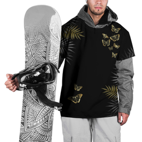 Накидка на куртку 3D с принтом ЗОЛОТЫЕ БАБОЧКИ И ПАПОРОТНИК в Курске, 100% полиэстер |  | бабочки | золото | золотые | золотые бабочки | каникулы | лето | мухи | насекомые | отдых | папоротник | светлячки | юг