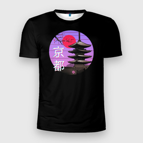 Мужская футболка 3D спортивная с принтом Япония в Тюмени, 100% полиэстер с улучшенными характеристиками | приталенный силуэт, круглая горловина, широкие плечи, сужается к линии бедра | восток | восточное | закат | закаты | катана | катаны | мечи | самураи | самурай | япония