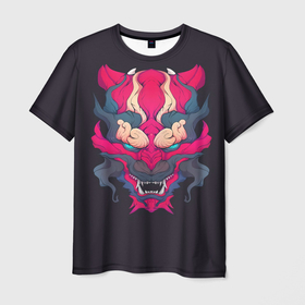 Мужская футболка 3D с принтом Японский дьявол в Тюмени, 100% полиэфир | прямой крой, круглый вырез горловины, длина до линии бедер | Тематика изображения на принте: дьявол | закат | иньйань | иньянь | катана | катаны | самураи | самурай | япония | японское