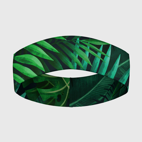 Повязка на голову 3D с принтом Сочные тропики в Петрозаводске,  |  | заросли | кусты | лето | листья | пальма | тропики. зелень