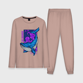 Мужская пижама с лонгсливом хлопок с принтом Кит The dreamer в Курске,  |  | кит | кит the dreamer | мечтатель | море | океан | синий кит