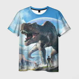Мужская футболка 3D с принтом Ark Survival Evolved в Санкт-Петербурге, 100% полиэфир | прямой крой, круглый вырез горловины, длина до линии бедер | ark | ark survival | dino | t rex | арк | арк сурвайвал | дино | динозавр | динозавры | спинозавр | тираннозавр