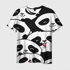 Мужская футболка 3D с принтом панды в Екатеринбурге, 100% полиэфир | прямой крой, круглый вырез горловины, длина до линии бедер | brand | moda | style | texture | бренд | маска | медицинская маска | мода | панды | прикольные картинки | смайлы. стикербук | стиль | текстура | фон | эмодзи